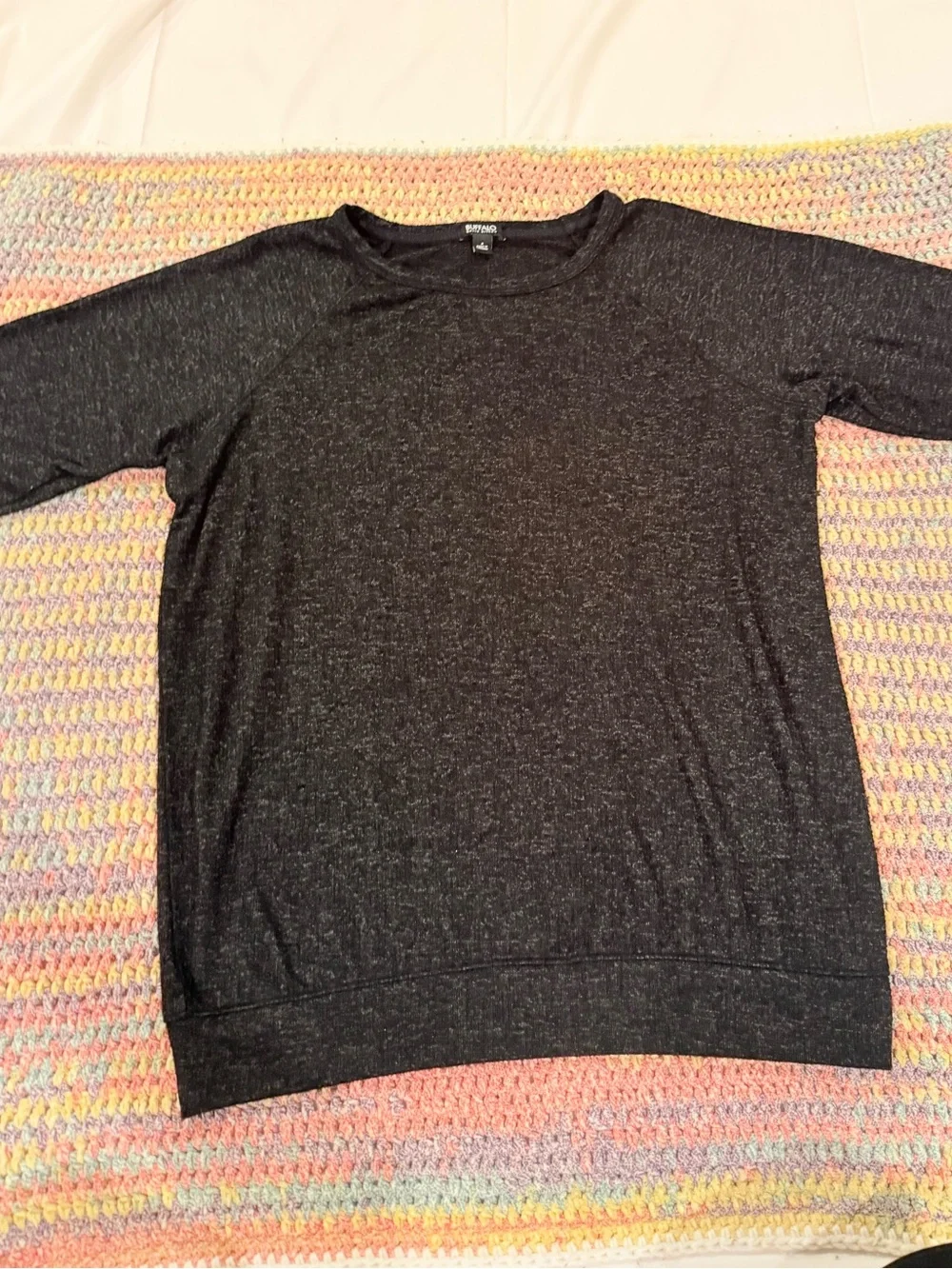 Buffalo David Bitton Heathered Charcoal Crewneck Pullover Top Small